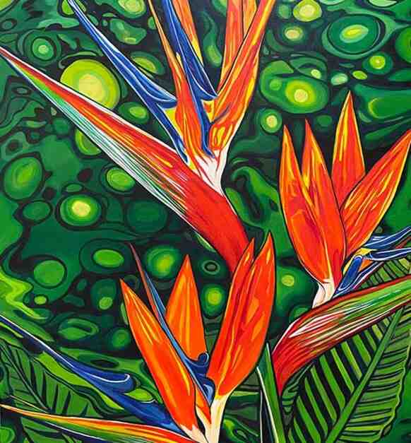 Birds Of Paradise Oil On Canvas