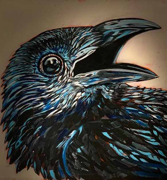 Black Feather Whiskey Oil And Resin On Wood Panel