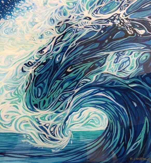 Blue Amoeba Oil And Resin On Wood panel