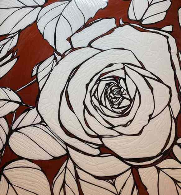 Crimson Rose Oil And Resin On Wood Panel