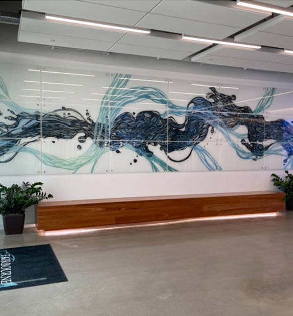 Currents Of Connection Ink And Acrylic On Glass Panel