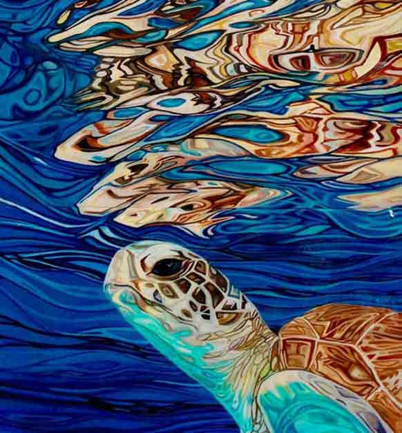 Surfacing Triptych Oil And Resin On Wood Panel