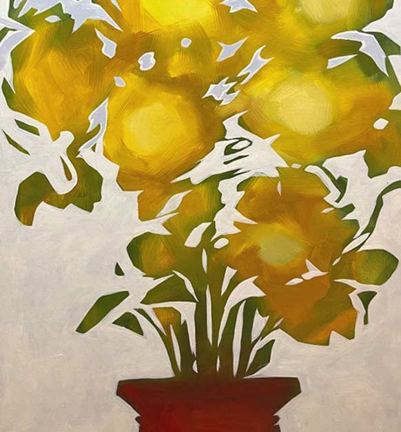 Van Ribs Sunflowers Oil On Wood Panel