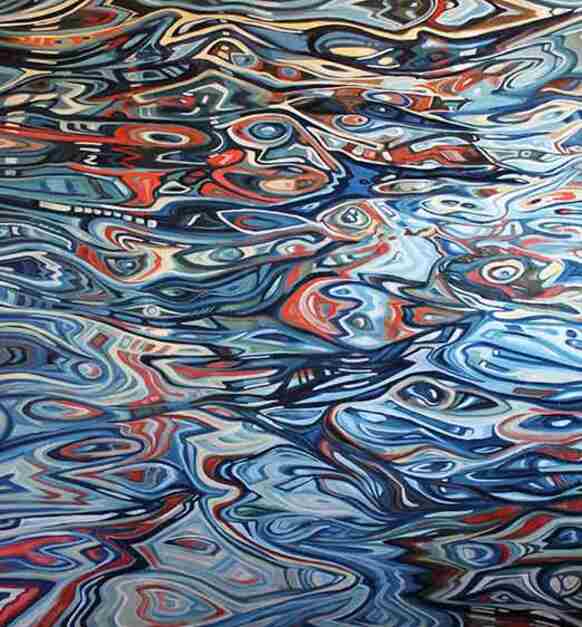 Weird Water Oil And Resin On Wood Panel